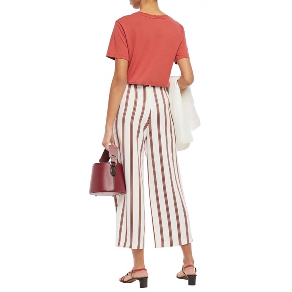 NEW Maje Cropped Striped Twill Wide Leg Pants M - Picture 2 of 8